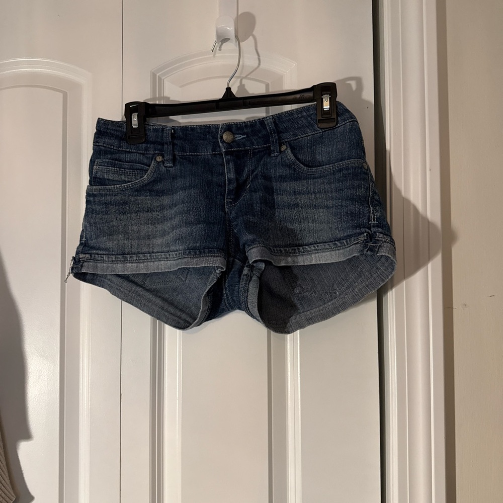 Levi's Blue Jean Shorts with Distressed Raw Hem